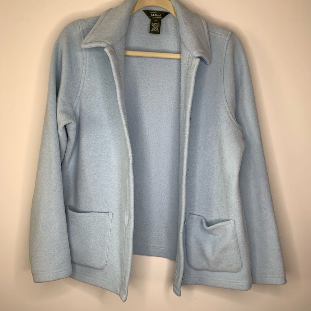 VTG L.L. BEAN Light Blue Fleece Teddy‎ Bear Jacket Sz M - Picture 2 of 7